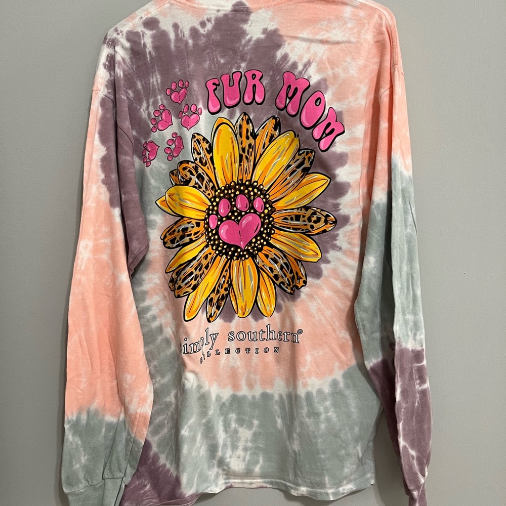 Simply Southern Fur Mom Tie Dye Long Sleeve Tee Shirt - Large - Picture 5 of 6